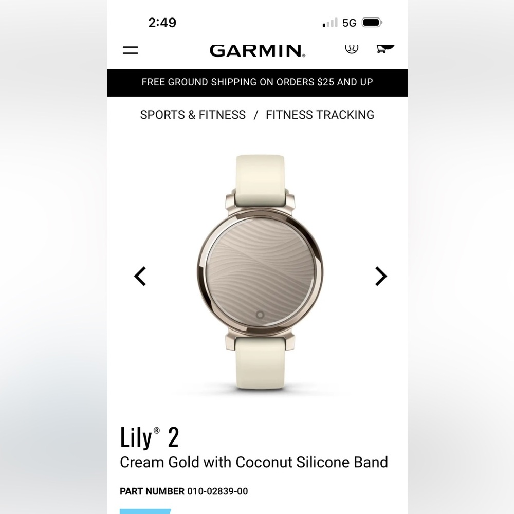 Garmin Lily 2 cream gold with coconut band